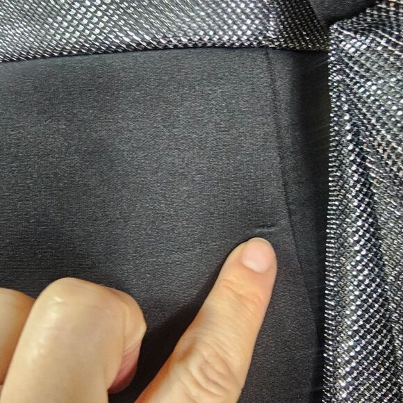 Lily‎ & Taylor Black Scuba Knit Dress Sz 6 Silver Flared Asymmetric Gatsby Party - Picture 10 of 16